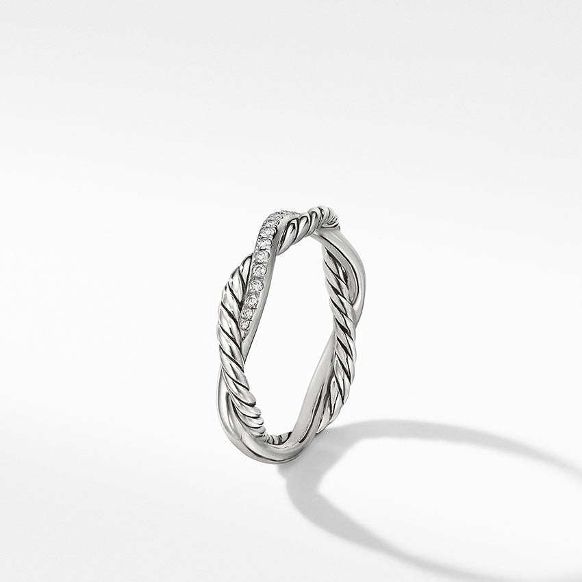 David Yurman Petite Infinity Twisted Ring with Pavé Diamonds