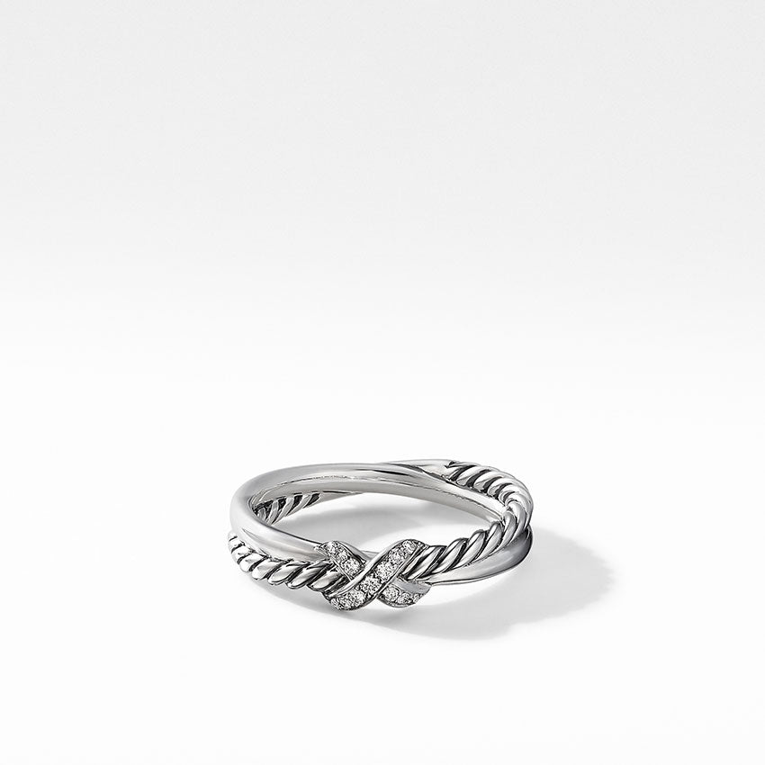 David Yurman Petite X Ring with Pavé Diamonds