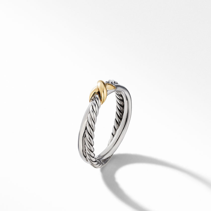David Yurman Petite X Ring with 18ct Yellow Gold