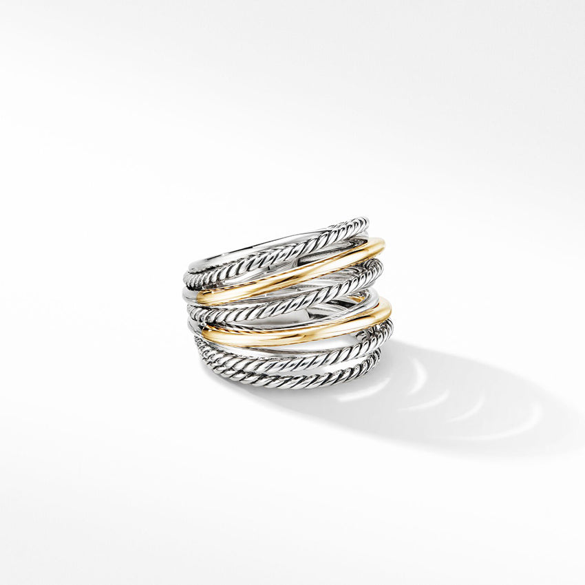 David Yurman Crossover Ring in Sterling Silver with 18ct Yellow Gold