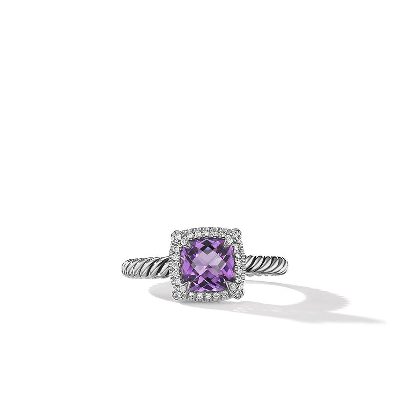 David Yurman Petite Chatelaine® Pavé Bezel Ring with Amethyst and Diamonds