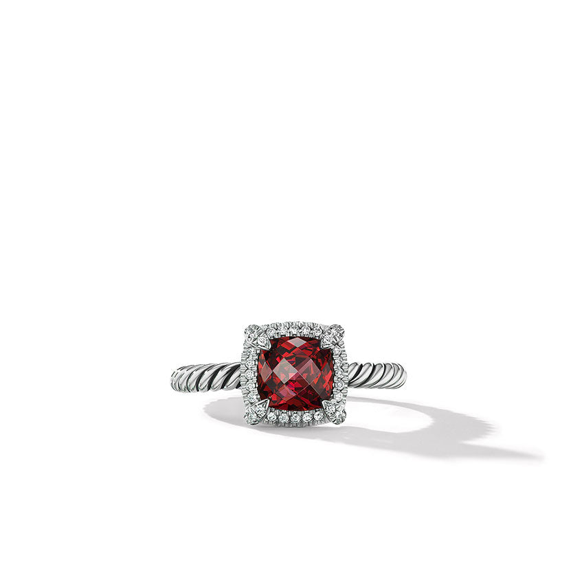 David Yurman Petite Chatelaine® Pavé Bezel Ring with Rhodolite Garnet and Diamonds