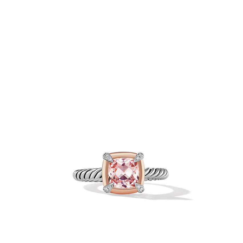 David Yurman Petite Chatelaine® Ring with Morganite, 18ct Rose Gold Bezel