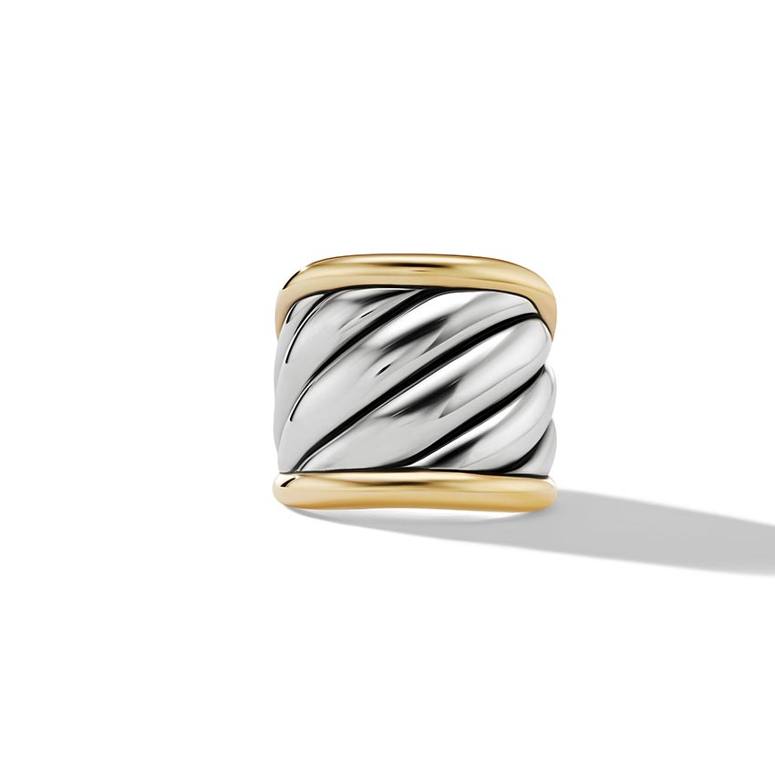 David Yurman Sculpted Cable Saddle Ring with 18ct Yellow Gold