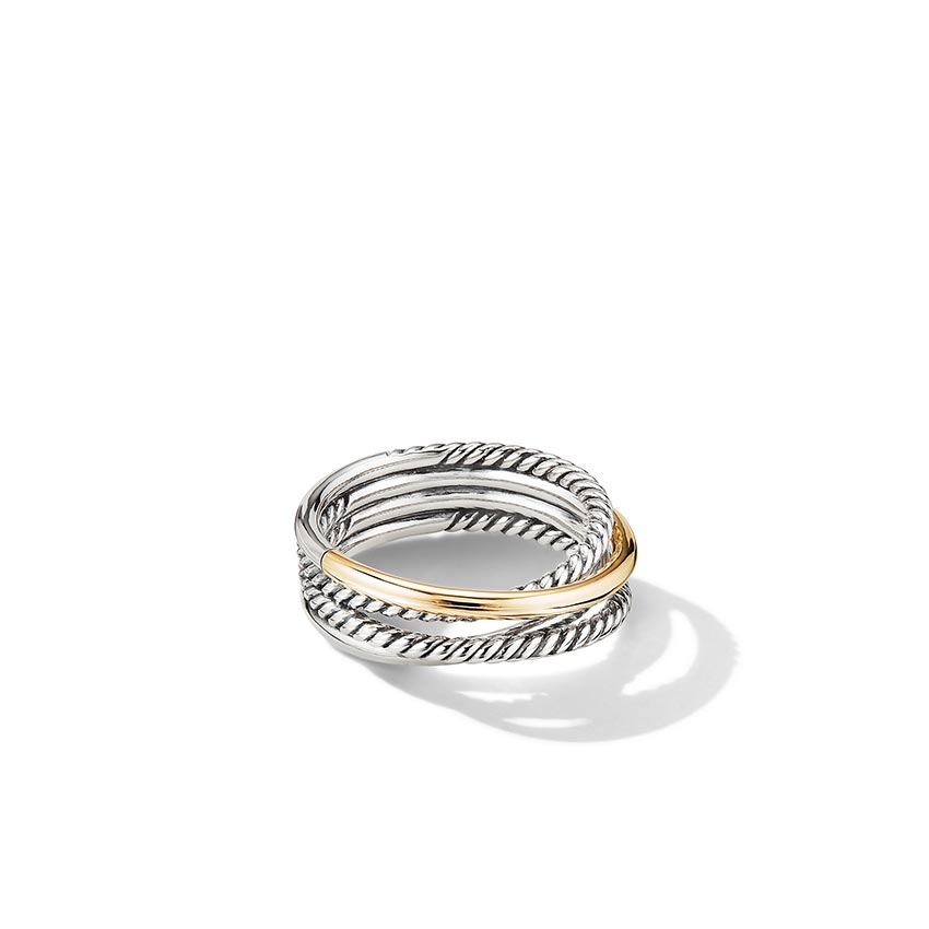 David Yurman The Crossover Collection® Narrow Ring with 18ct Yellow Gold