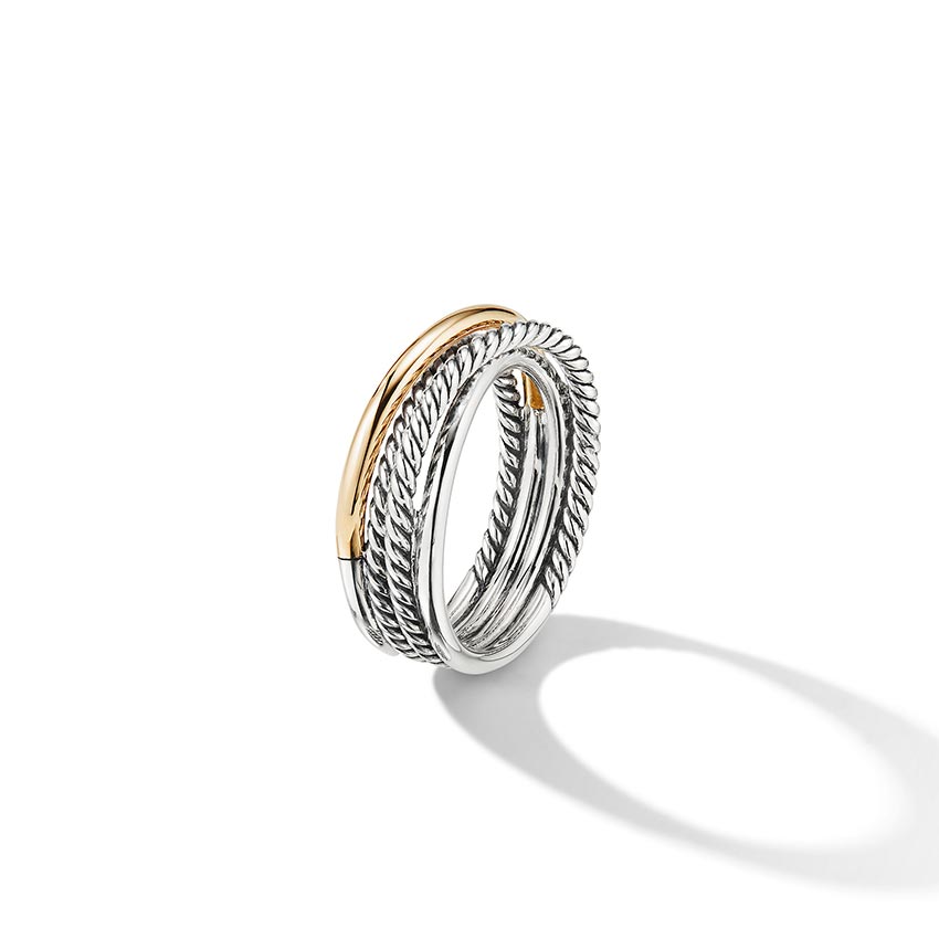 David Yurman The Crossover Collection® Narrow Ring with 18ct Yellow Gold