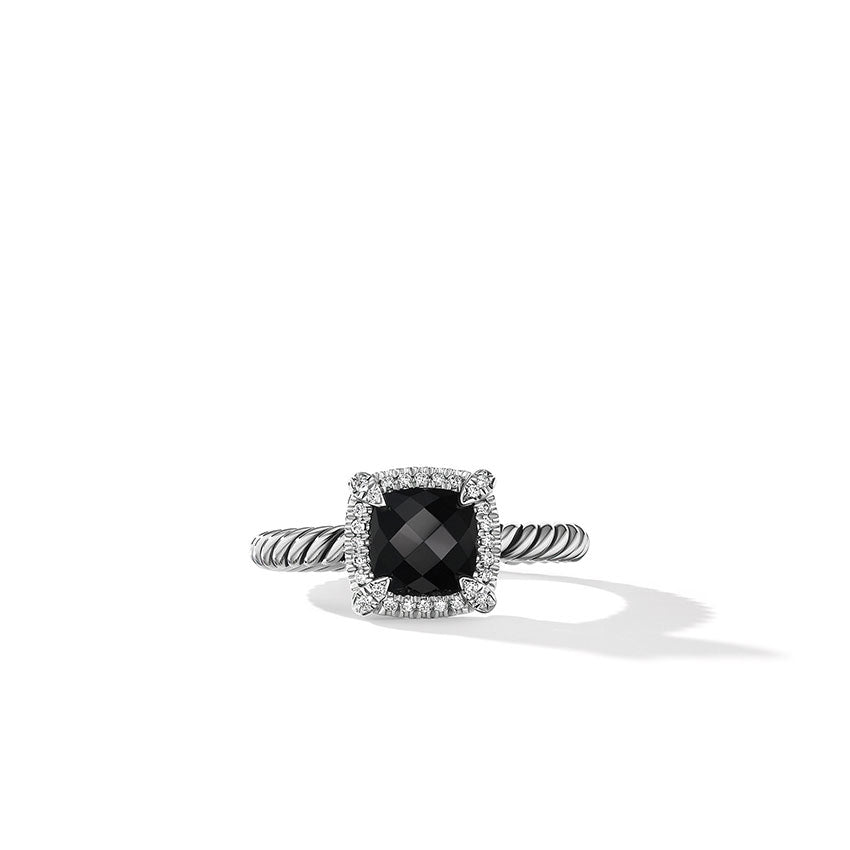 David Yurman Petite Chatelaine® Pavé Bezel Ring with Black Onyx and Diamonds