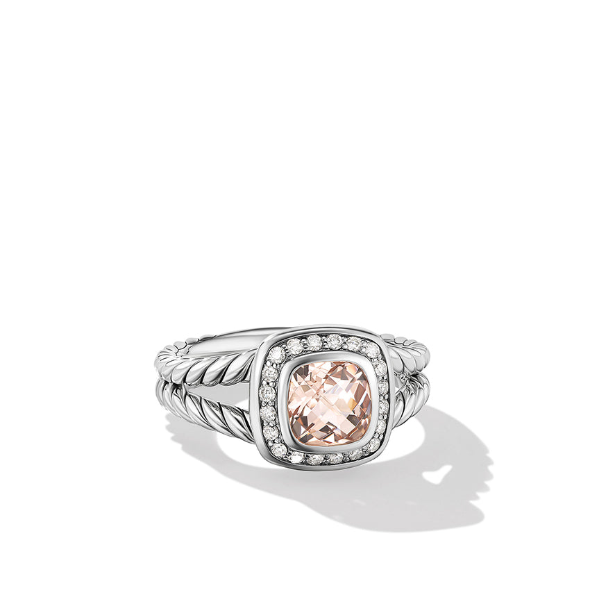 David Yurman Petite Albion® Ring with Morganite and Pavé Diamonds