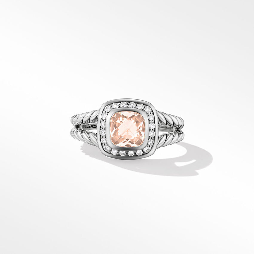 David Yurman Petite Albion® Ring in Sterling Silver with Morganite and Pavé Diamonds