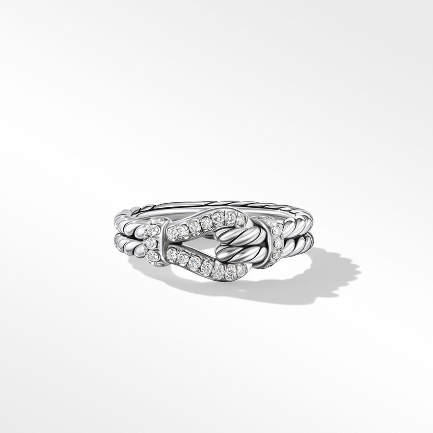 David Yurman Thoroughbred Loop Ring in Sterling Silver with Pavé Diamonds