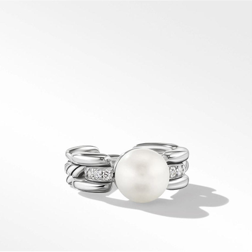 David Yurman DY Madison® Pearl Ring in Sterling Silver with Pavé Diamonds