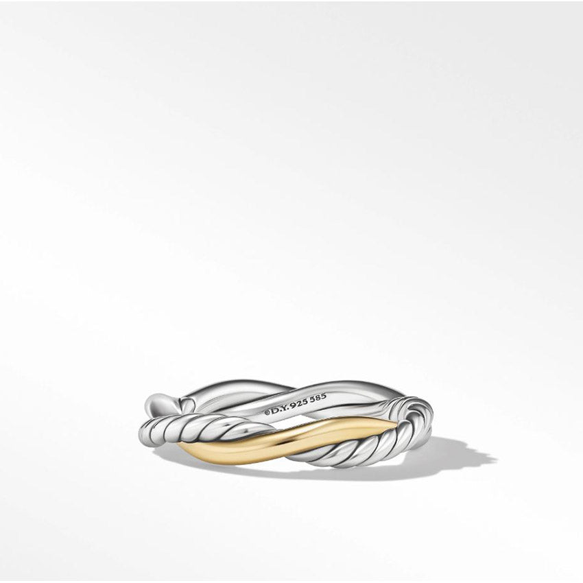 David Yurman Petite Infinity Band Ring in Sterling Silver with 14ct Yellow Gold