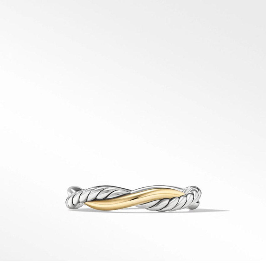 David Yurman Petite Infinity Band Ring in Sterling Silver with 14ct Yellow Gold