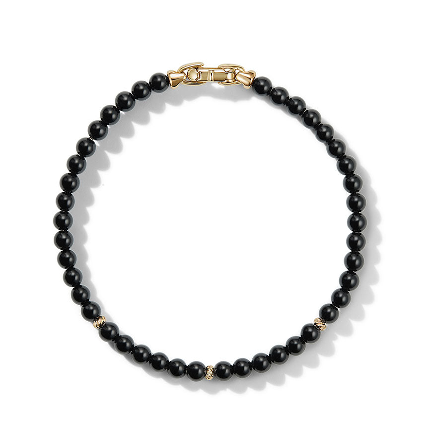 David Yurman Spiritual Beads Bracelet with Black Onyx and 14ct Yellow Gold