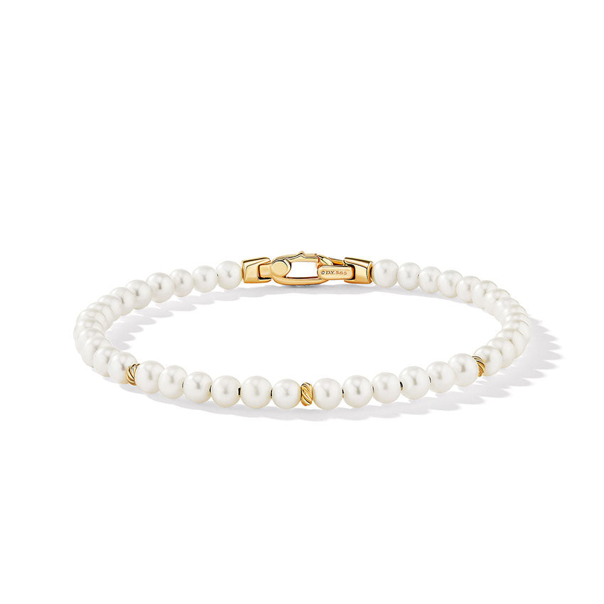 David Yurman Spiritual Beads Bracelet with Pearls and 14ct Yellow Gold