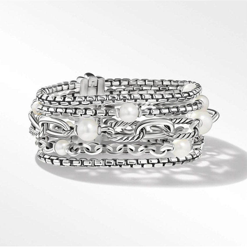David Yurman Madison® Pearl Multi Row Chain Bracelet in Sterling Silver
