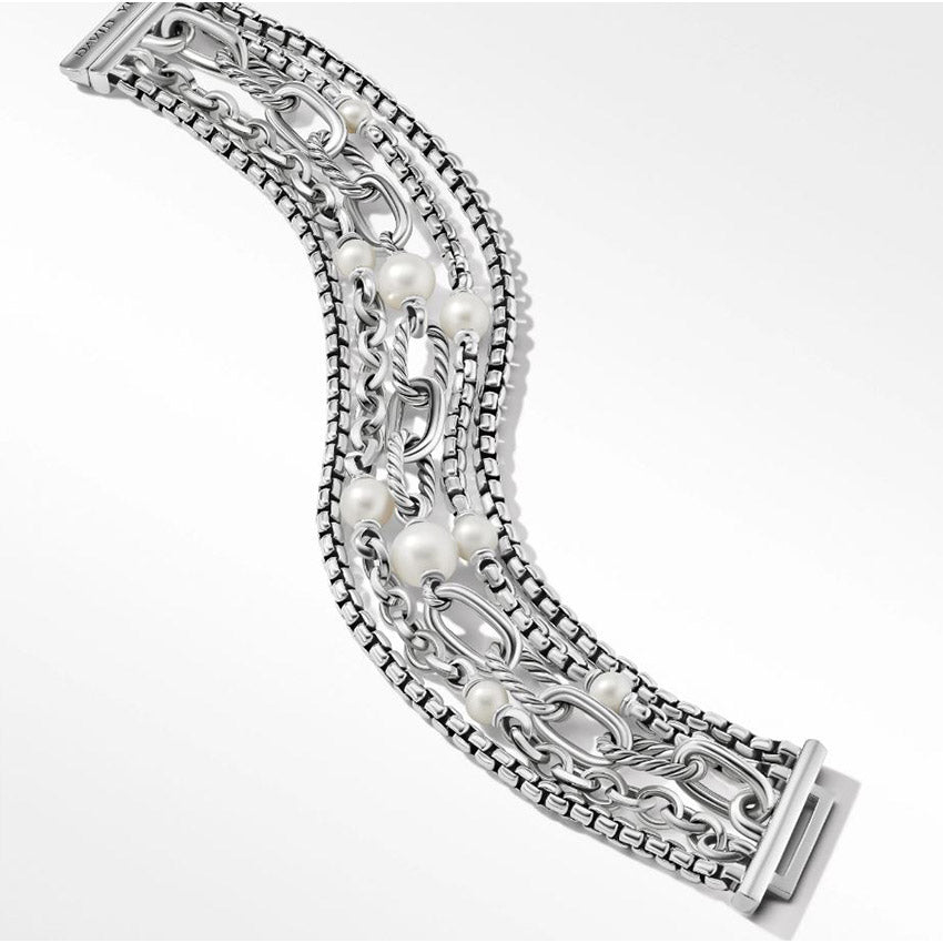 David Yurman Madison® Pearl Multi Row Chain Bracelet in Sterling Silver