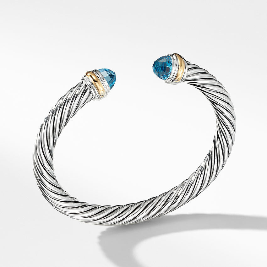 David Yurman Cable Classic Collection® Bracelet with Blue Topaz and 14ct Yellow Gold