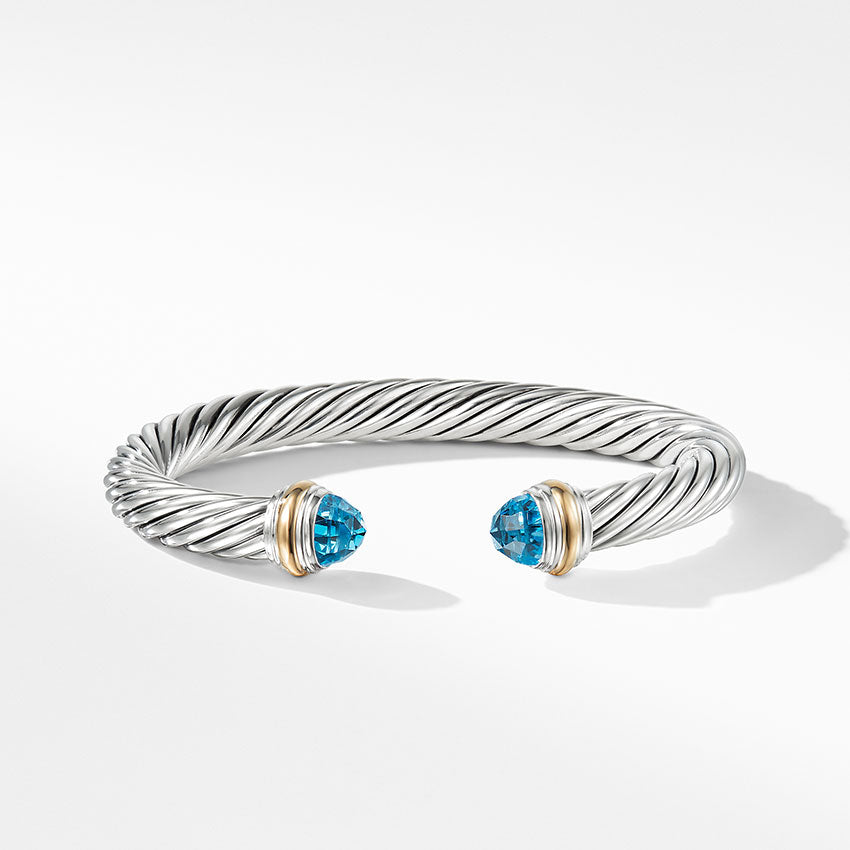 David Yurman Cable Classic Collection® Bracelet with Blue Topaz and 14ct Yellow Gold