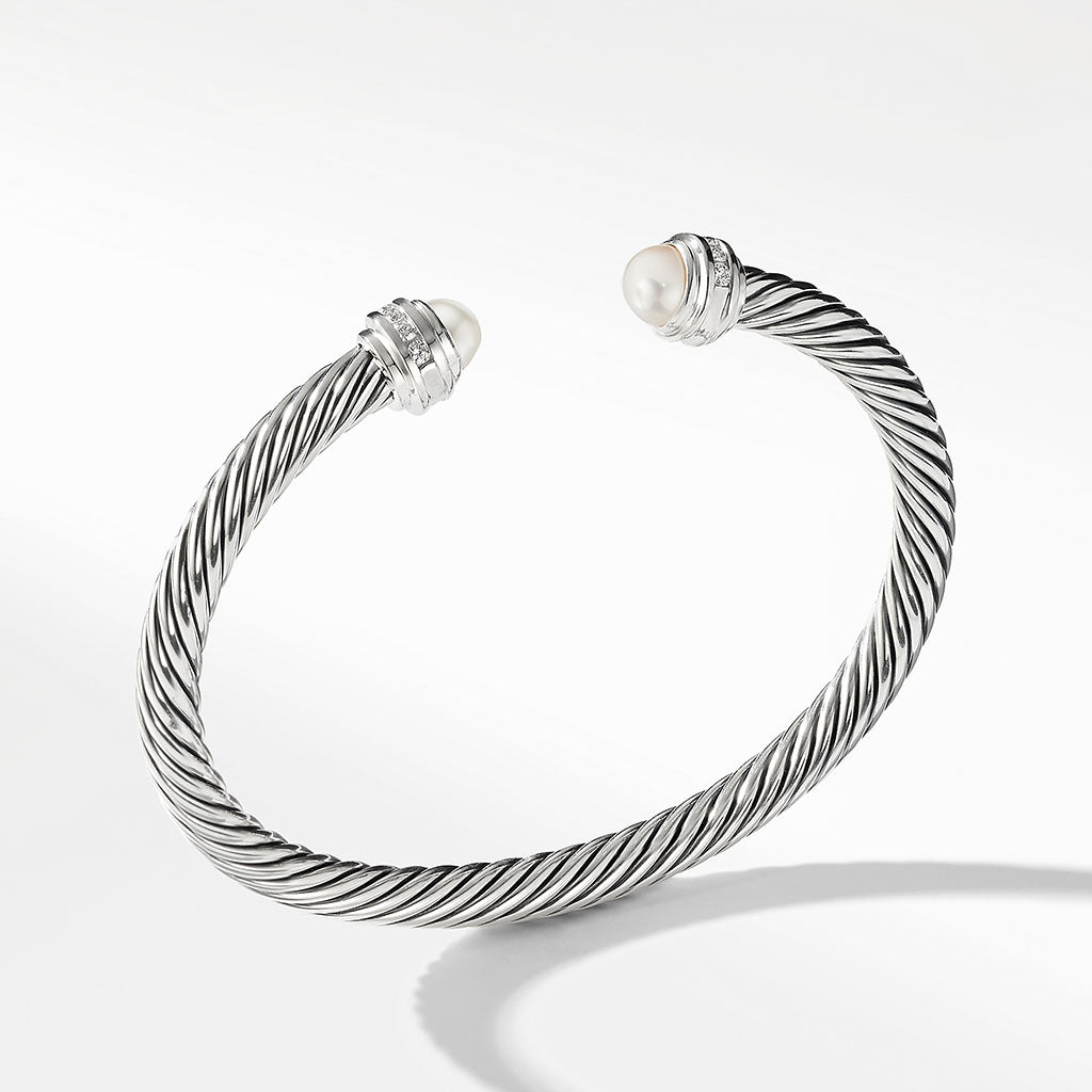 David Yurman Cable Classic Collection Bracelet with Pearls and Diamonds