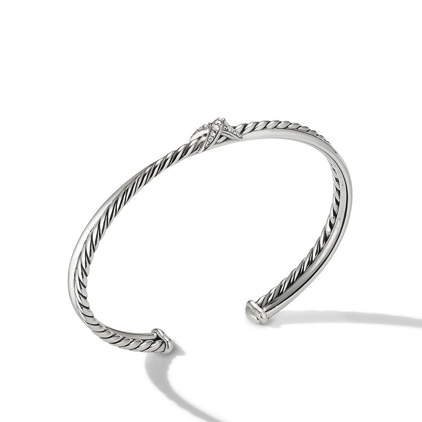 David Yurman Petite X Centre Station Bracelet with Pavé Diamonds