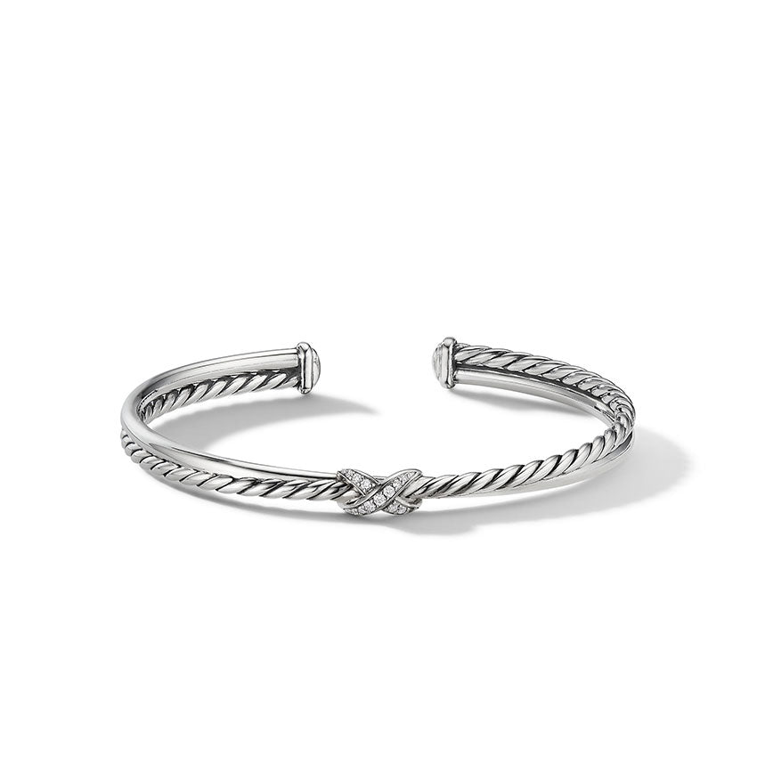 David Yurman Petite X Centre Station Bracelet with Pavé Diamonds