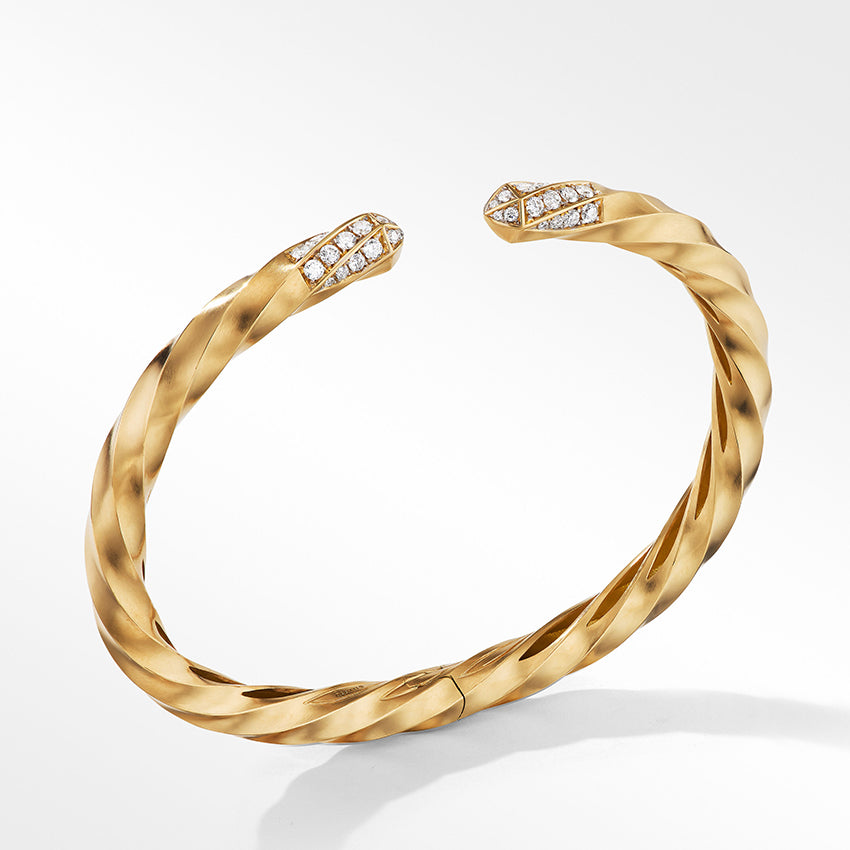 David Yurman Cable Edge™ Bracelet in Recycled 18ct Yellow Gold with Pavé Diamonds