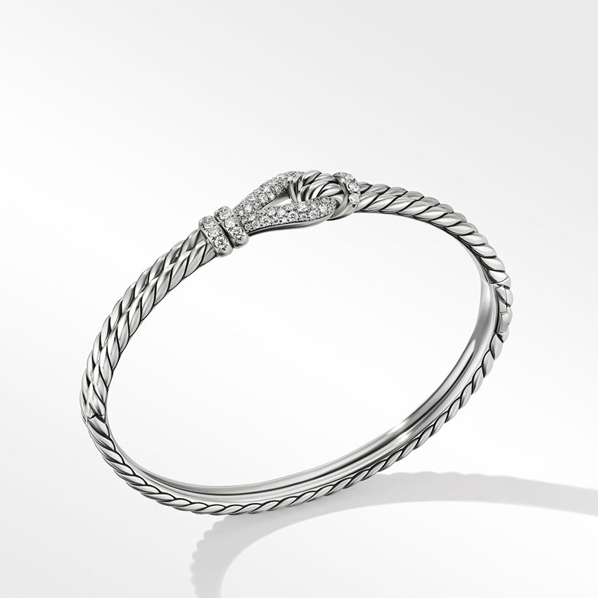 David Yurman Thoroughbred Loop Bracelet in Sterling Silver with Pavé Diamonds