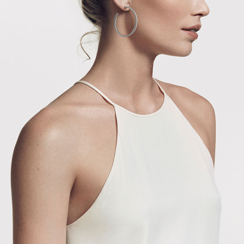 David Yurman Medium Cable Hoop Earrings