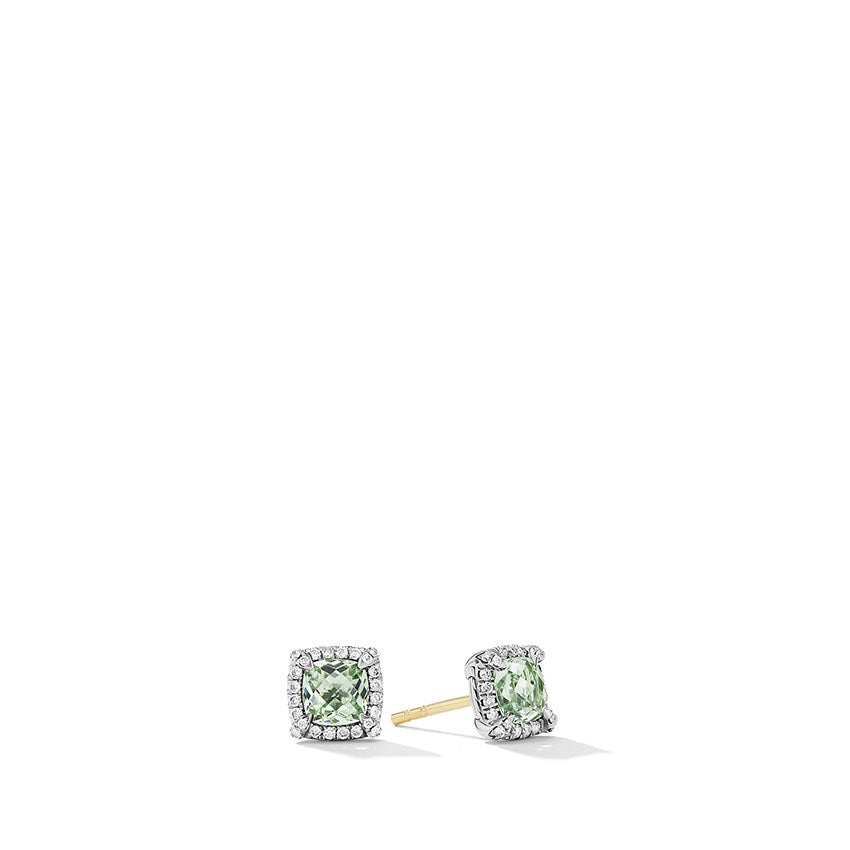 David Yurman Petite Chatelaine® Pavé Bezel Stud Earrings with Prasiolite and Diamonds