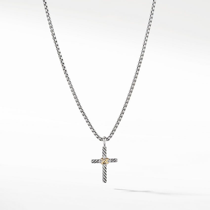 David Yurman Petite X Cross Necklace with 14ct Gold