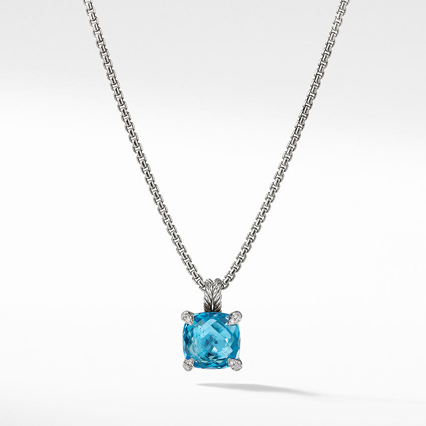 David Yurman Chatelaine® Pendant Necklace with Blue Topaz and Diamonds