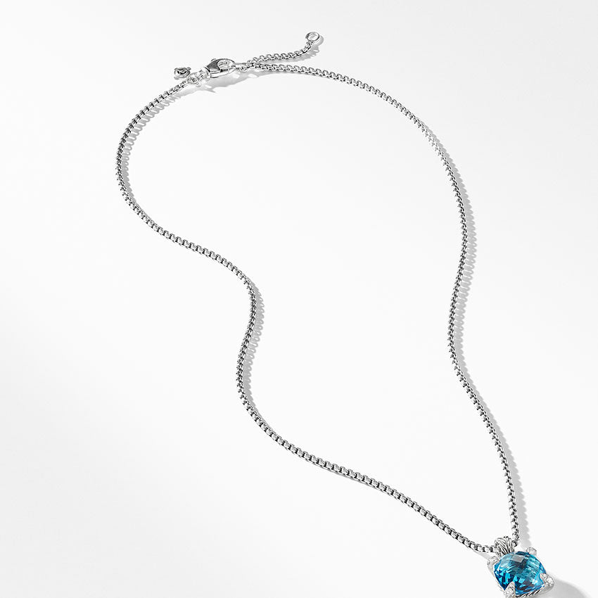 David Yurman Chatelaine® Pendant Necklace with Blue Topaz and Diamonds