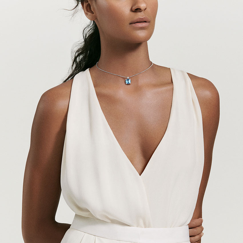 David Yurman Chatelaine® Pendant Necklace with Blue Topaz and Diamonds