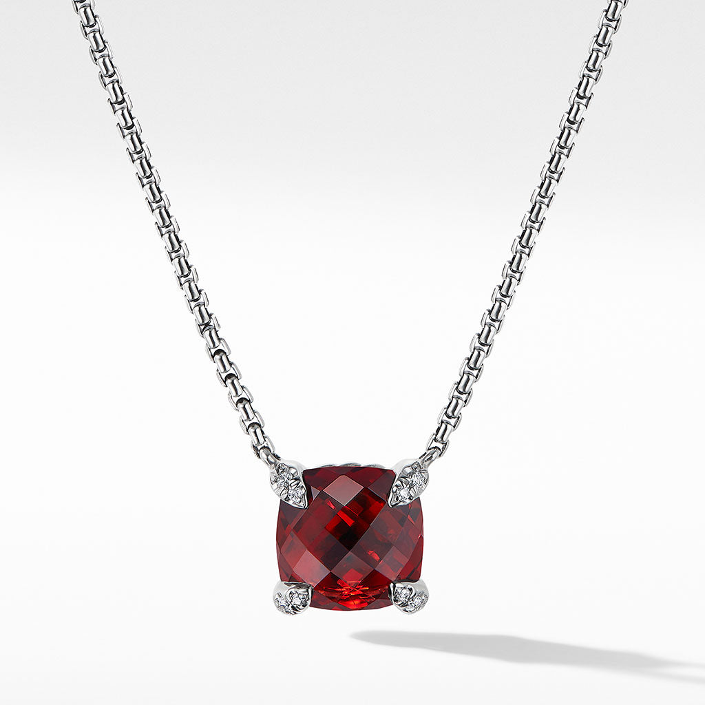 David Yurman Chatelaine Pendant Necklace with Rhodolite Garnet and Diamonds