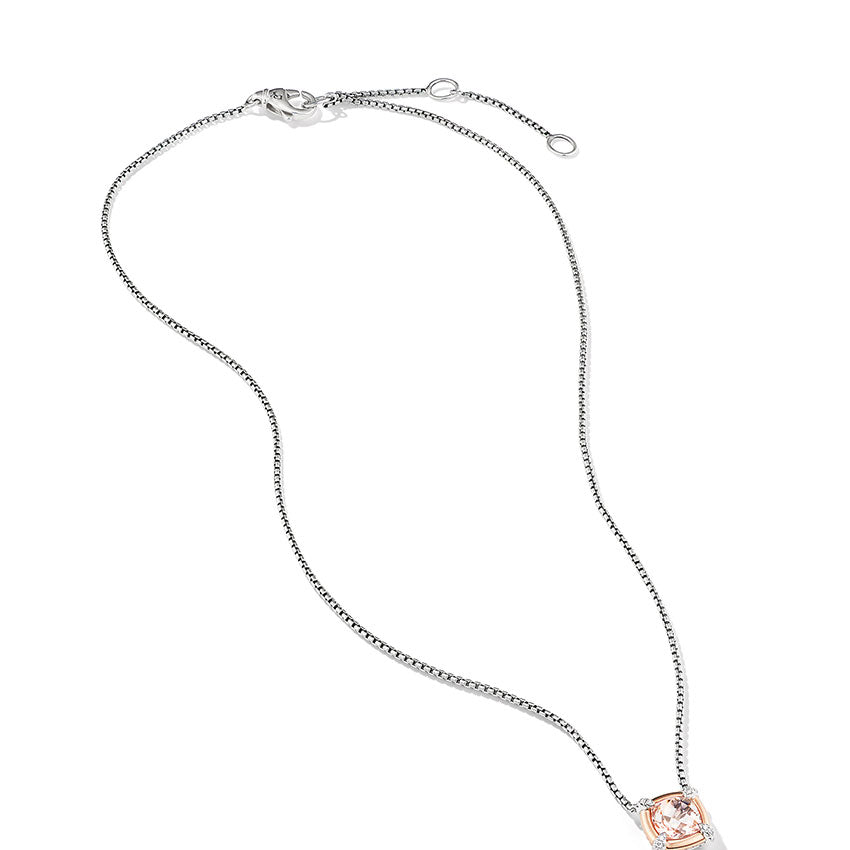 David Yurman Petite Chatelaine® Pendant Necklace with Morganite, 18ct Rose Gold Bezel