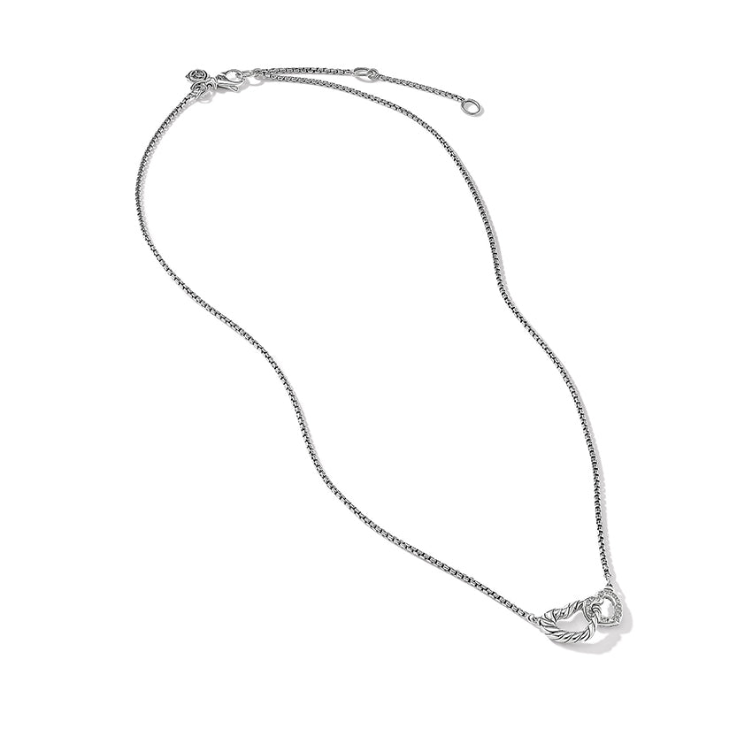 David Yurman Cable Collectibles® Double Heart Necklace with Pavé Diamonds