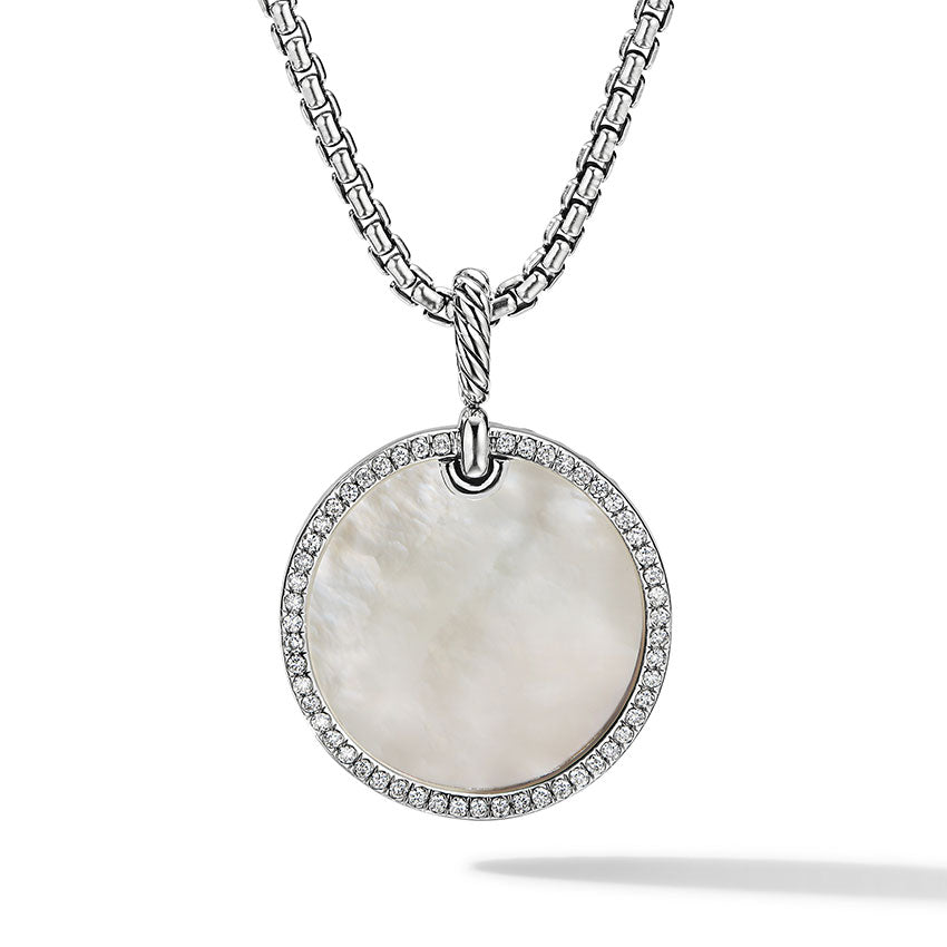 David Yurman DY Elements® Disc Pendant with Mother of Pearl and Pavé Diamond Rim