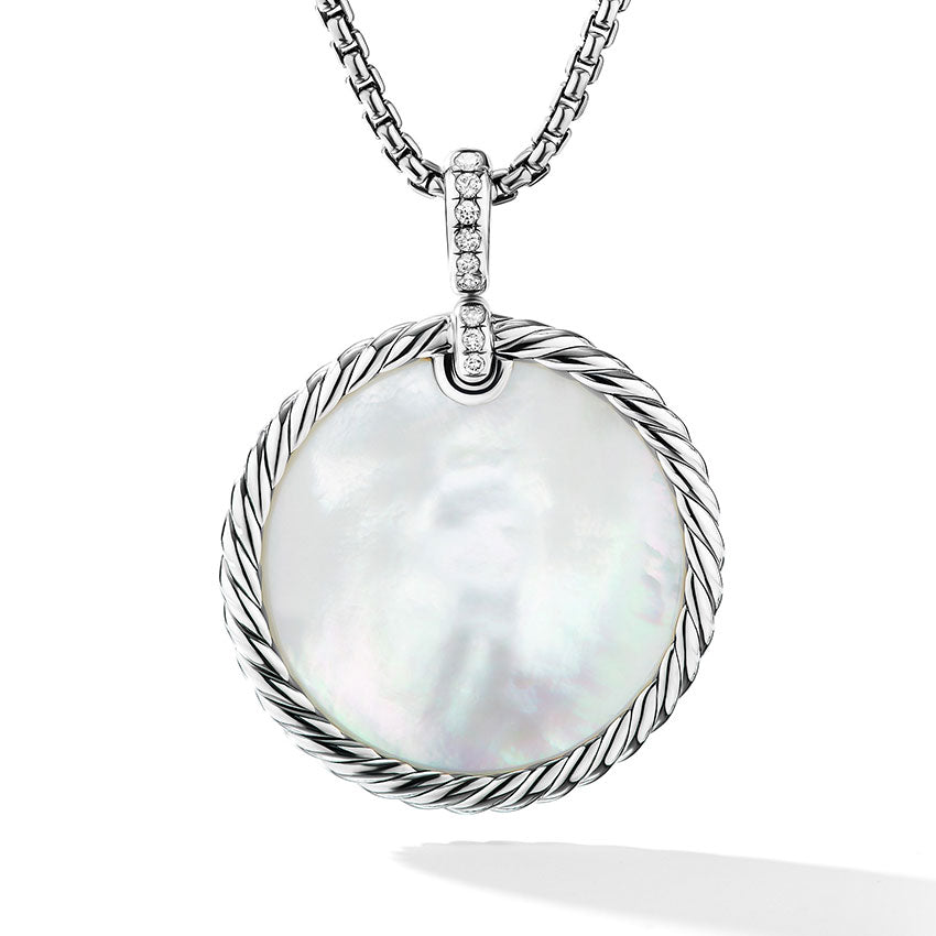 David Yurman DY Elements® Disc Pendant with Pavé Diamonds and Turquoise/Mother of Pearl