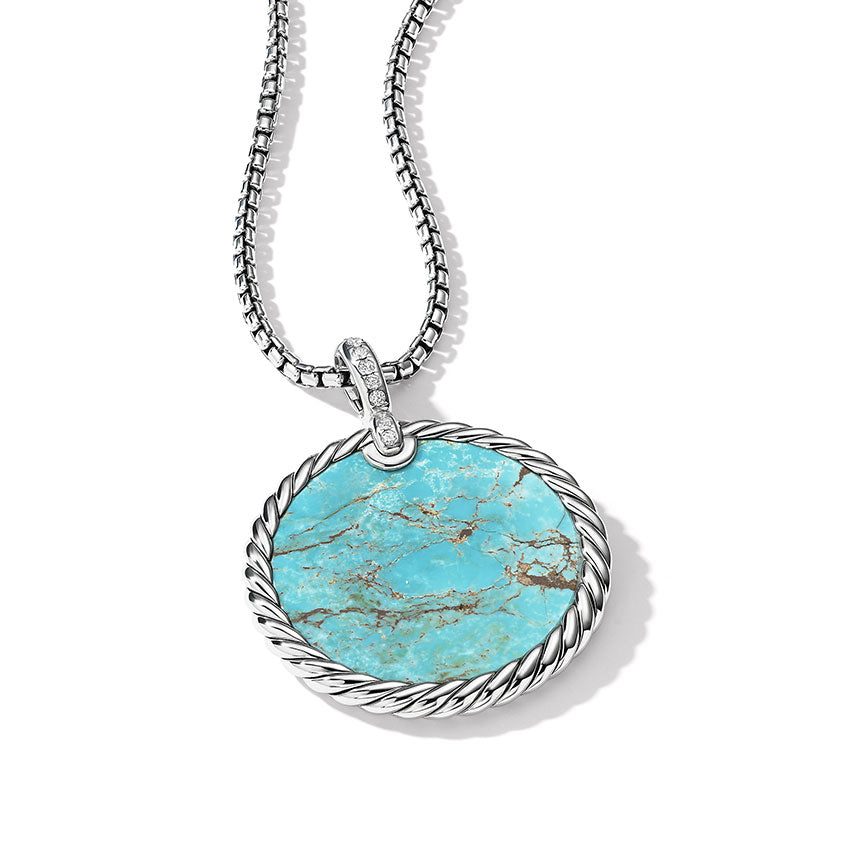 David Yurman DY Elements® Disc Pendant with Pavé Diamonds and Turquoise/Mother of Pearl
