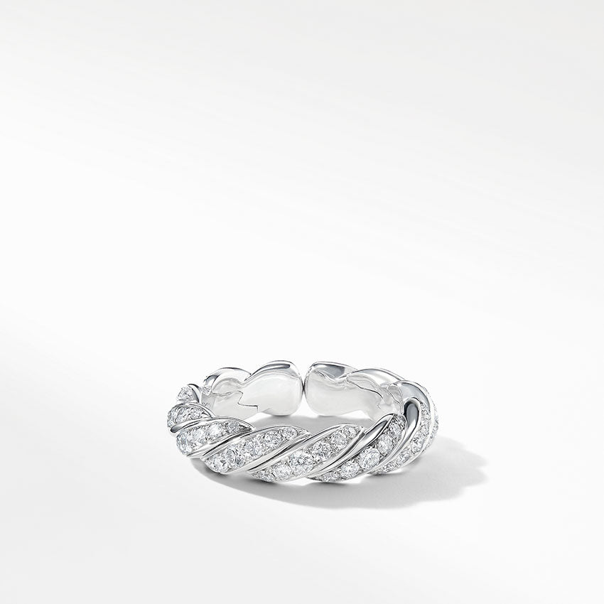 David Yurman Paveflex Band Ring with Diamonds in 18ct White Gold