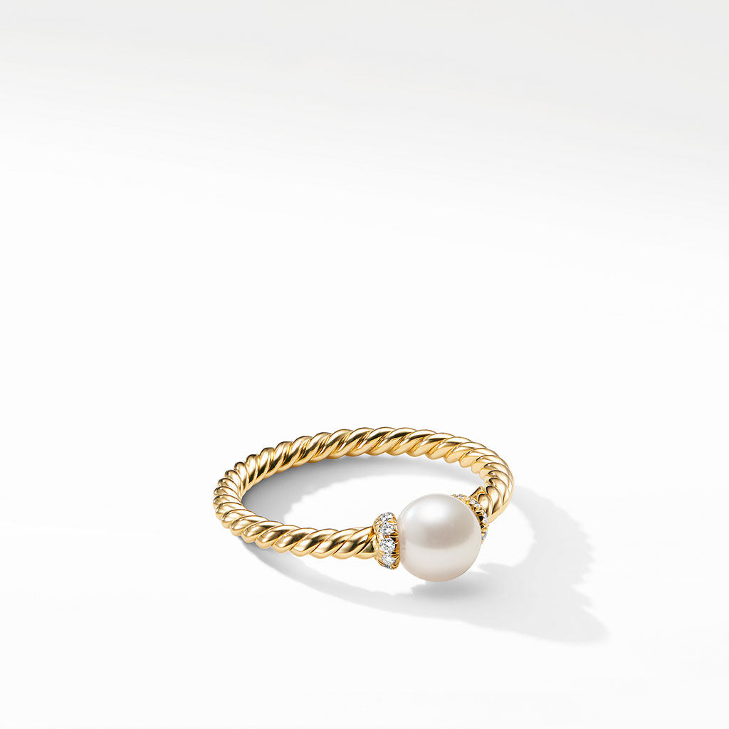 David Yurman Solari Station Ring with Cultured Pearl and Diamonds