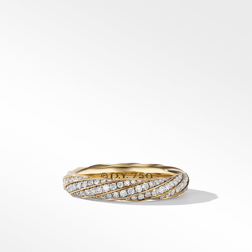 David Yurman Cable Edge™ Band Ring in Recycled 18ct Yellow Gold with Pavé Diamonds