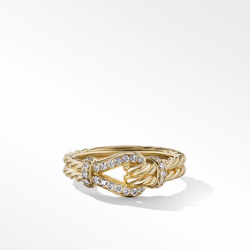 David Yurman Thoroughbred Loop Ring in 18ct Yellow Gold with Pavé Diamonds