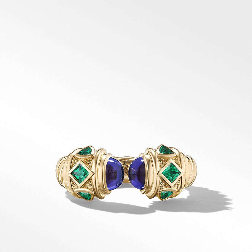 David Yurman Renaissance® Colour Ring in 18ct Yellow Gold with Tanzanite and Tsavorite