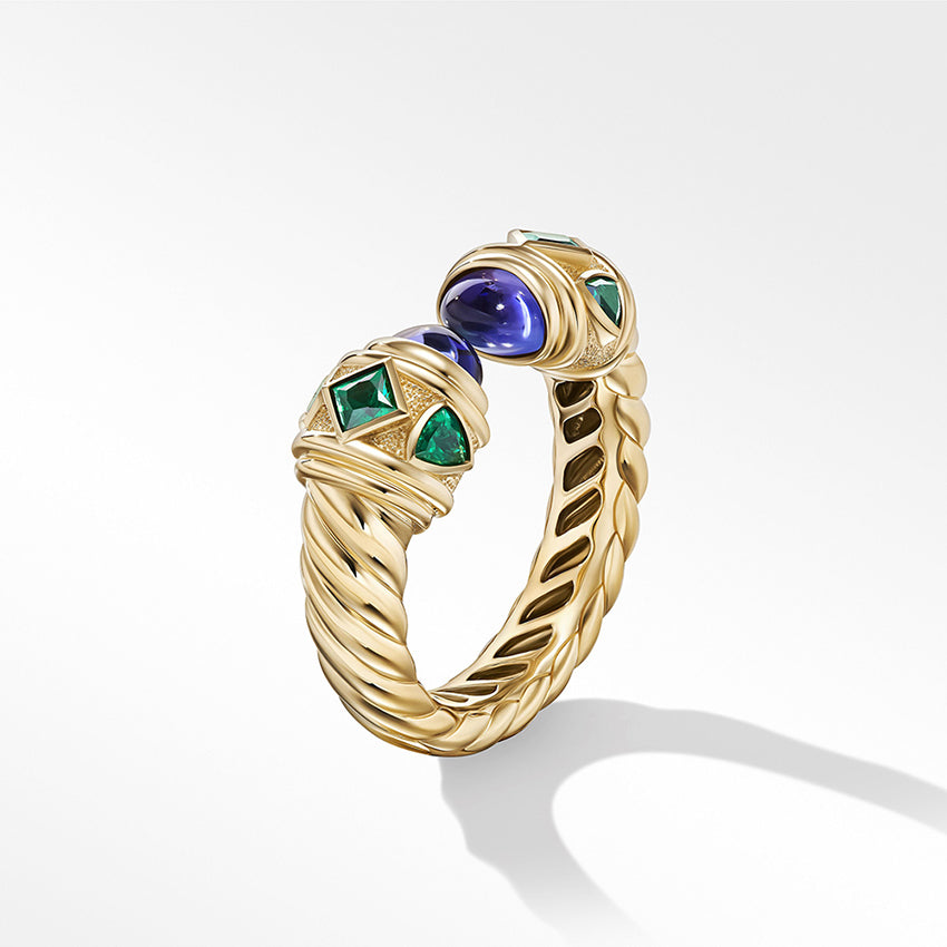 David Yurman Renaissance® Colour Ring in 18ct Yellow Gold with Tanzanite and Tsavorite