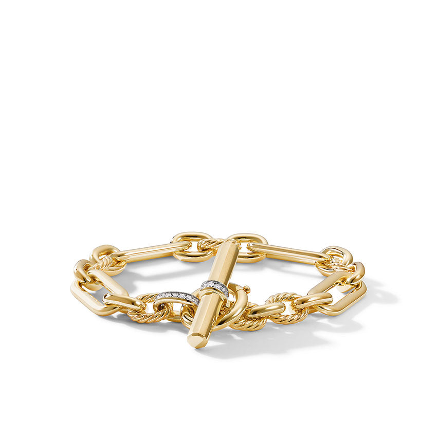 David Yurman Lexington Chain Bracelet in 18ct Yellow Gold with Diamonds