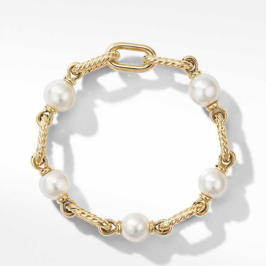 David Yurman DY Madison® Pearl Chain Bracelet in 18ct Yellow Gold
