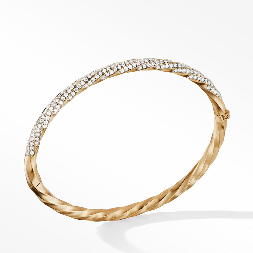David Yurman Cable Edge® Bracelet in Recycled 18ct Yellow Gold with Full Pavé Diamonds