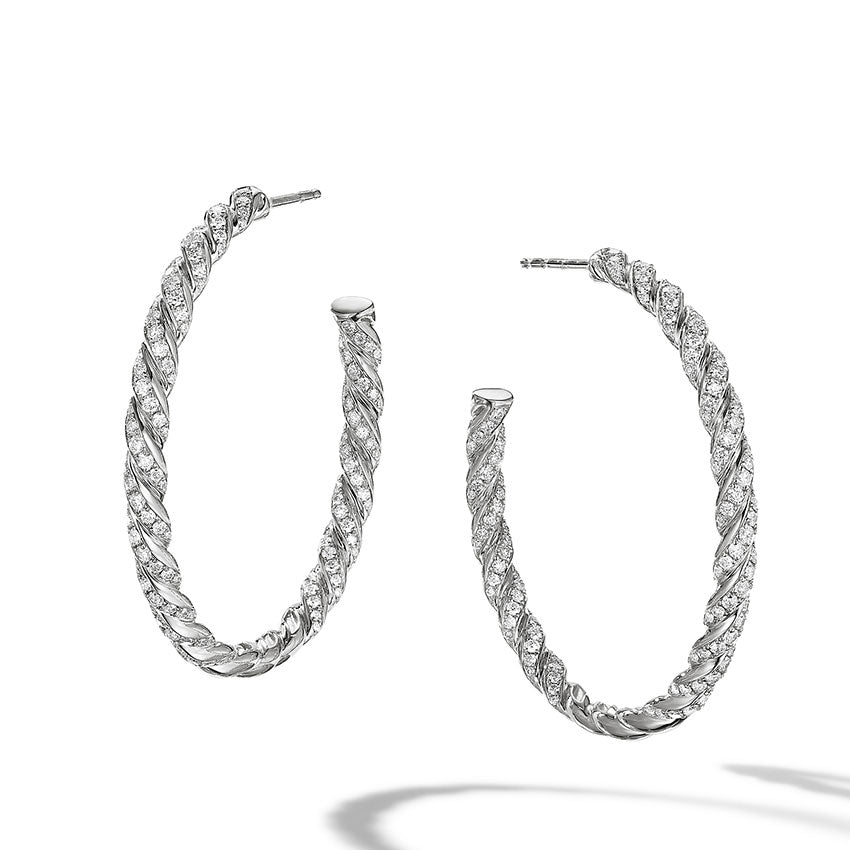 David Yurman Pavéflex Hoop Earrings in 18ct White Gold